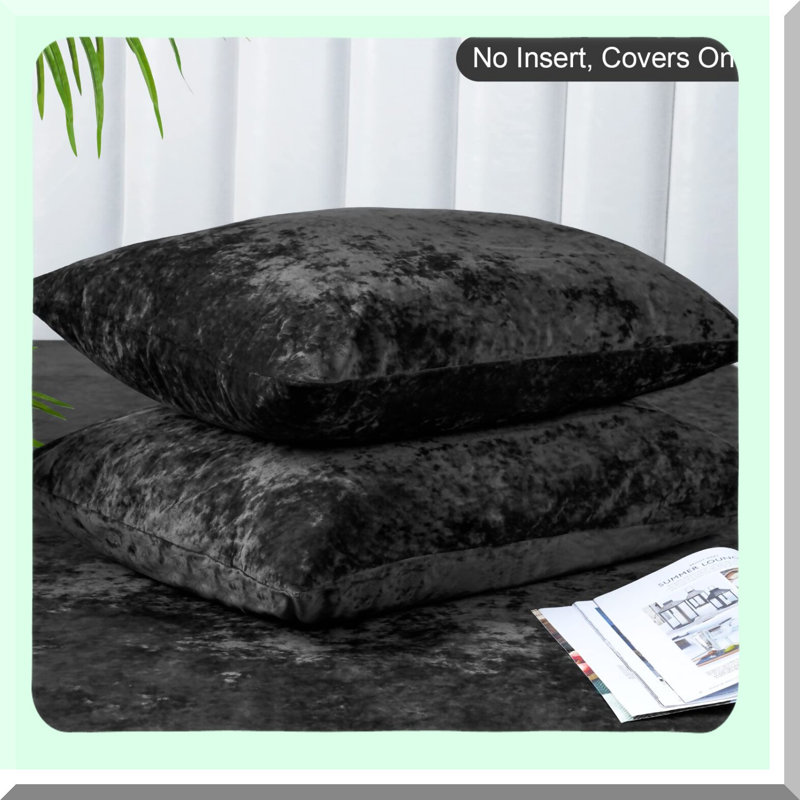 Luxury Velvet Dream Pillowcases - 2 Pack Ultra Soft Breathable Shams Covers with Envelope Closure. Cozy Warm Fuzzy Cases in Black.