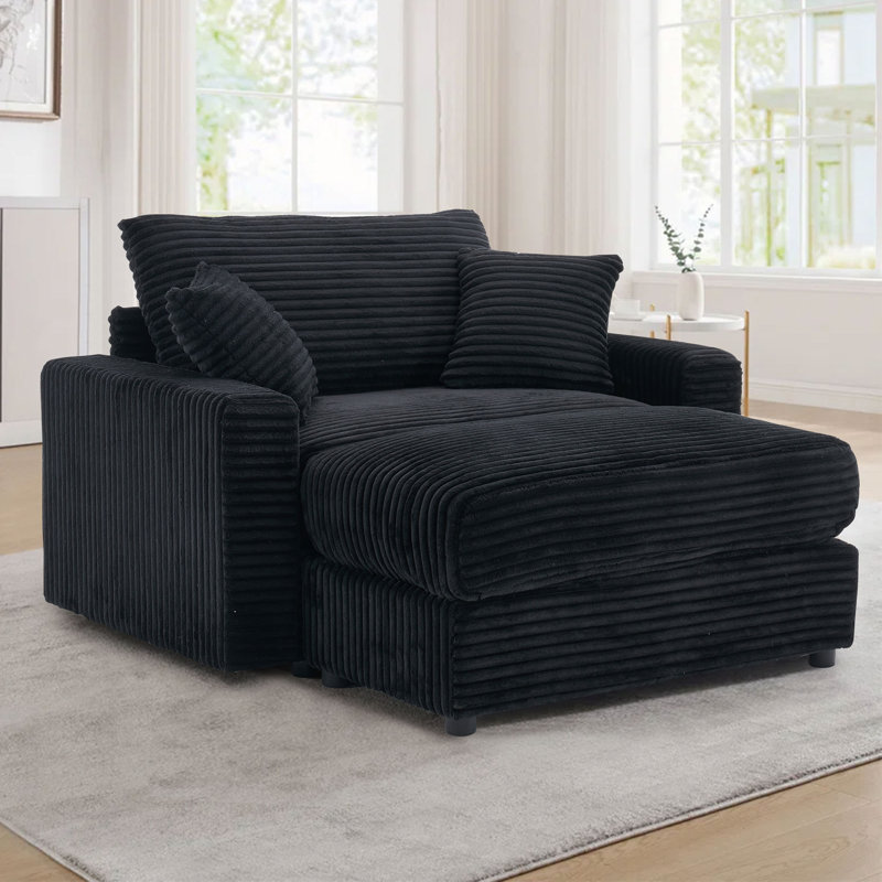 54.3" Oversized Upholstered Armchair Corduroy Accent Chair Single Sofa Chair With Removable Ottoman