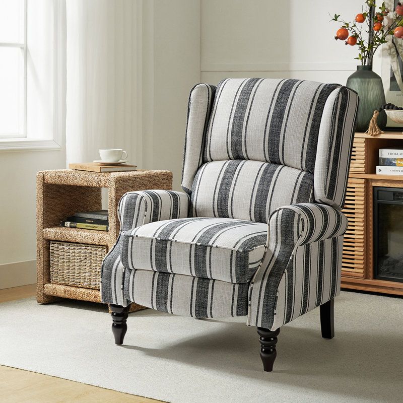 Brodie 31'' Wide Manual Standard Recliner with Wingback Design, Black Striped