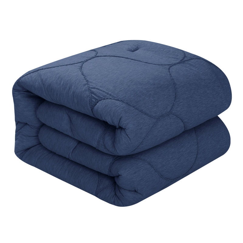 Ensemble d'édredon en duvet lavable à 180 fils en polyester bleu marine, Très grand lit