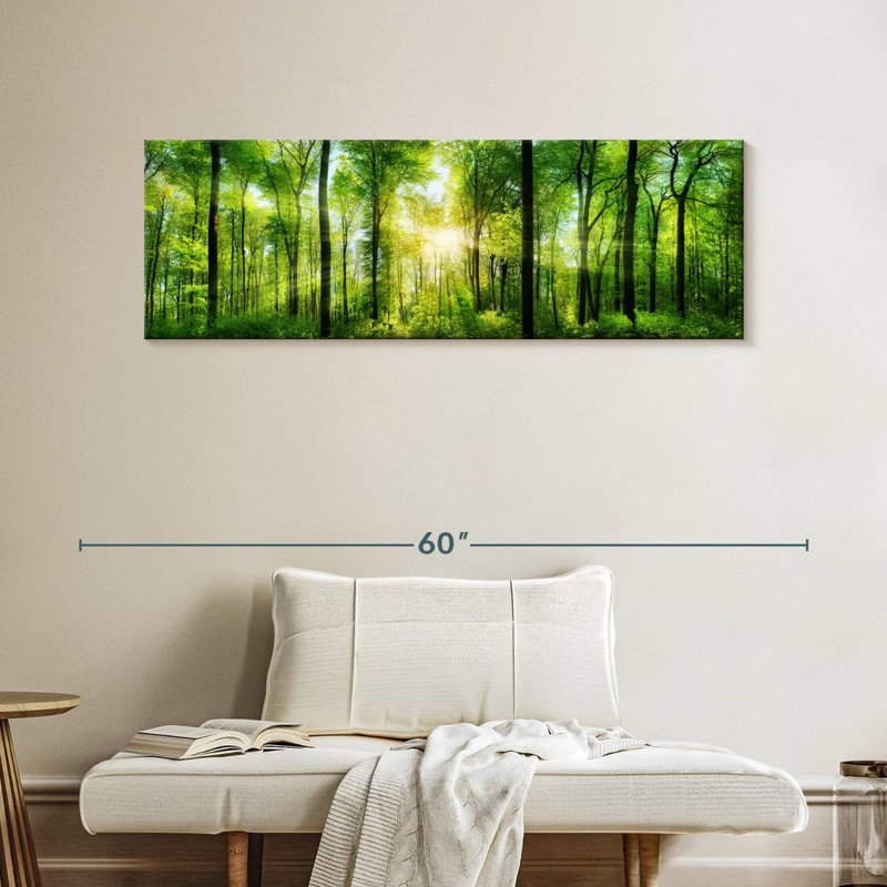 Paysage forestier sur toile, H 16 po x l 48 po