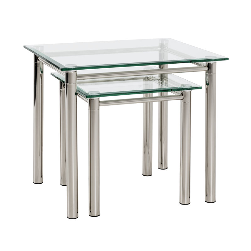 Brassfield Glass Top End Table, 53cm H x 60cm W x 50cm D