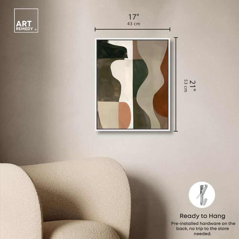 «Fragmented Dreams II Canvas Midcentury Abstracts» par Art Remedy, H 21 po x l 17 po, Cadre flottant blanc
