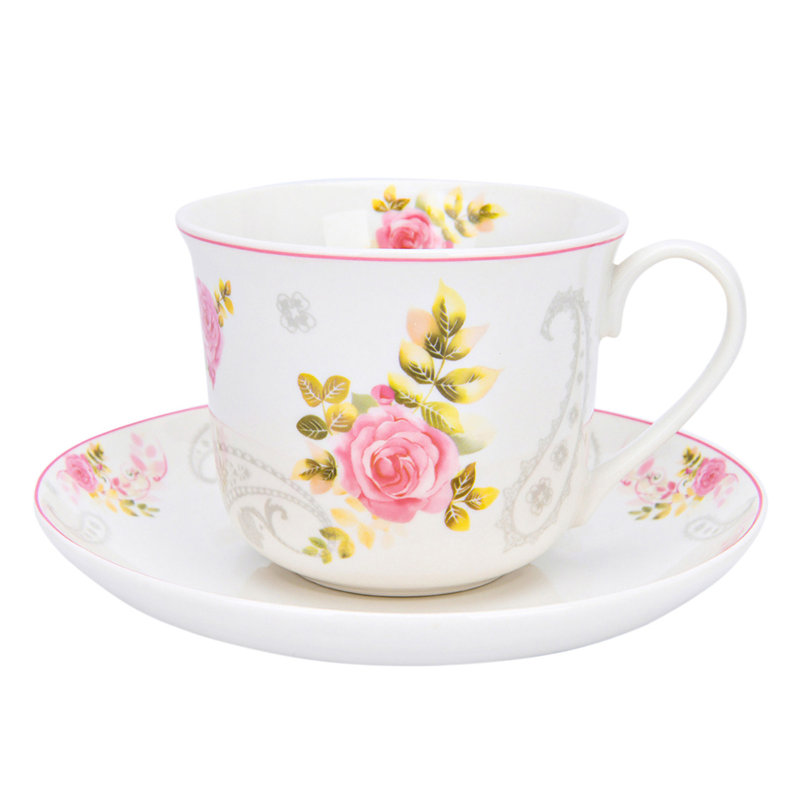 Classic Old English Rose Garden Pattern Large Bone China Teacup