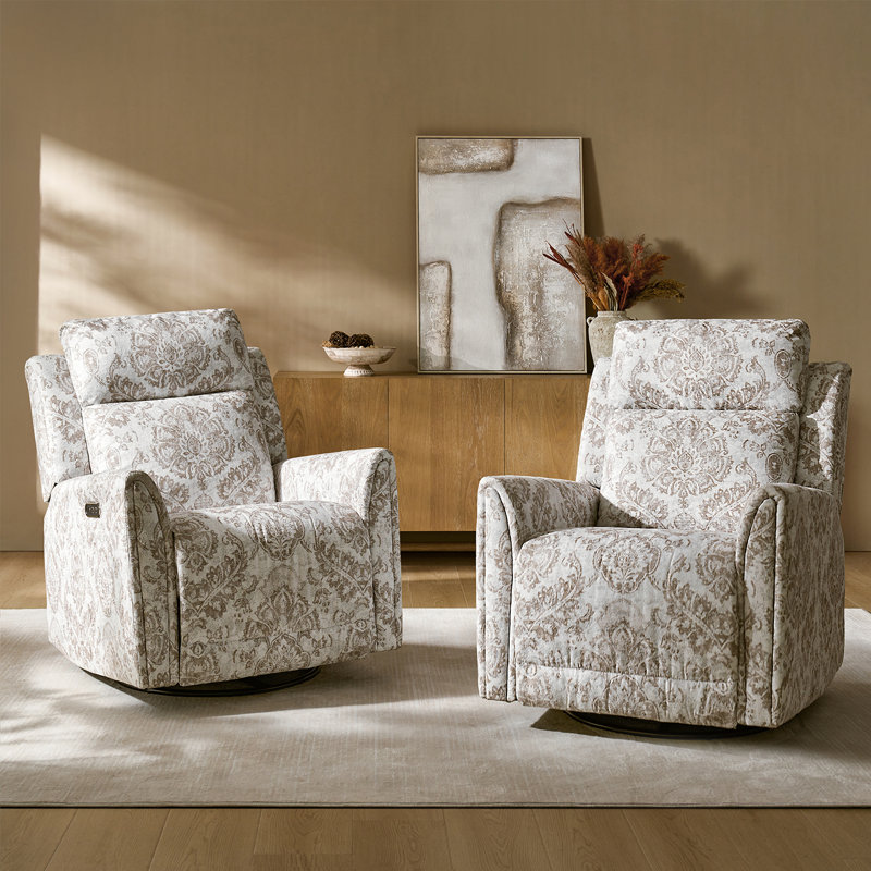  Thorndike 32" Dual Motor Swivel Rocker Power Recliner with USB Port(Set of 2), Beige