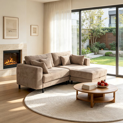 Canapé d'angle Cloud de 205 cm (80,8 po), canapé modulaire en forme de L avec pouf de rangement