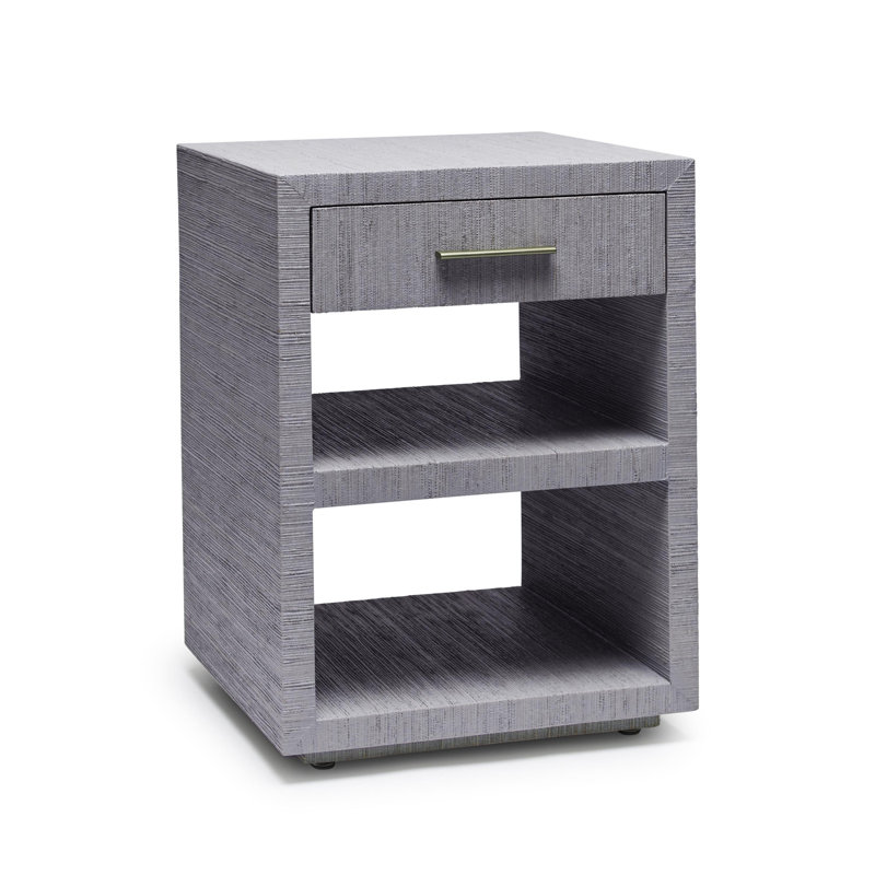 Livia 18'' W Nightstand, Mist/Champagne Silver