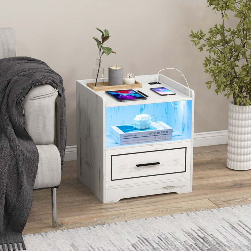 45cm W Manufactured Wood Bedside Table