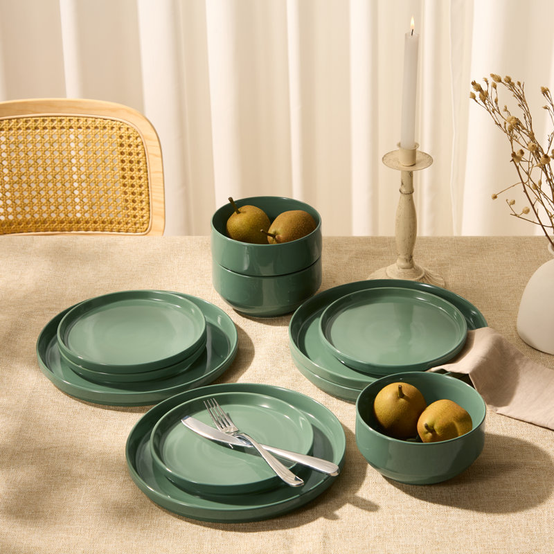  Service de table, service de 12 pièces pour 4, céramique, jade, Jade