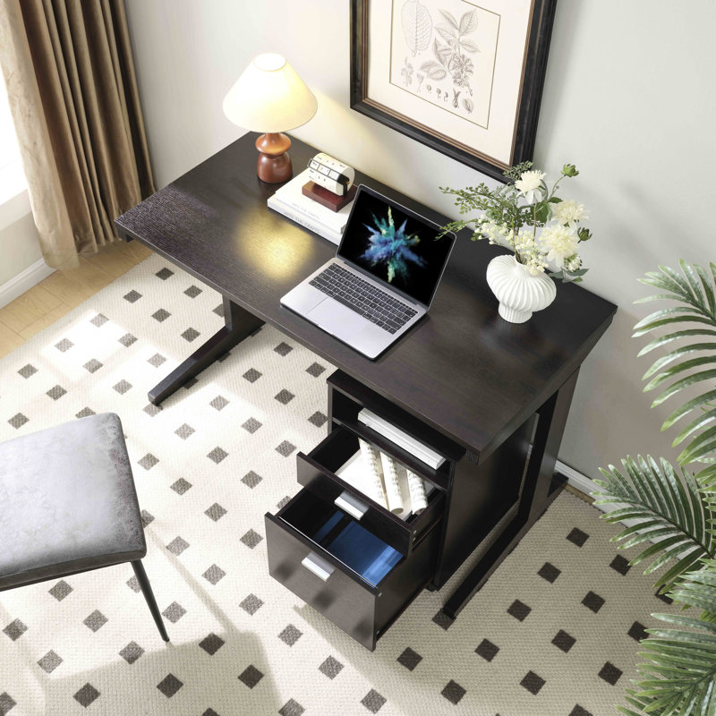 Bureau à domicile avec panneau de modestie et classeur détaché - roues verrouillables