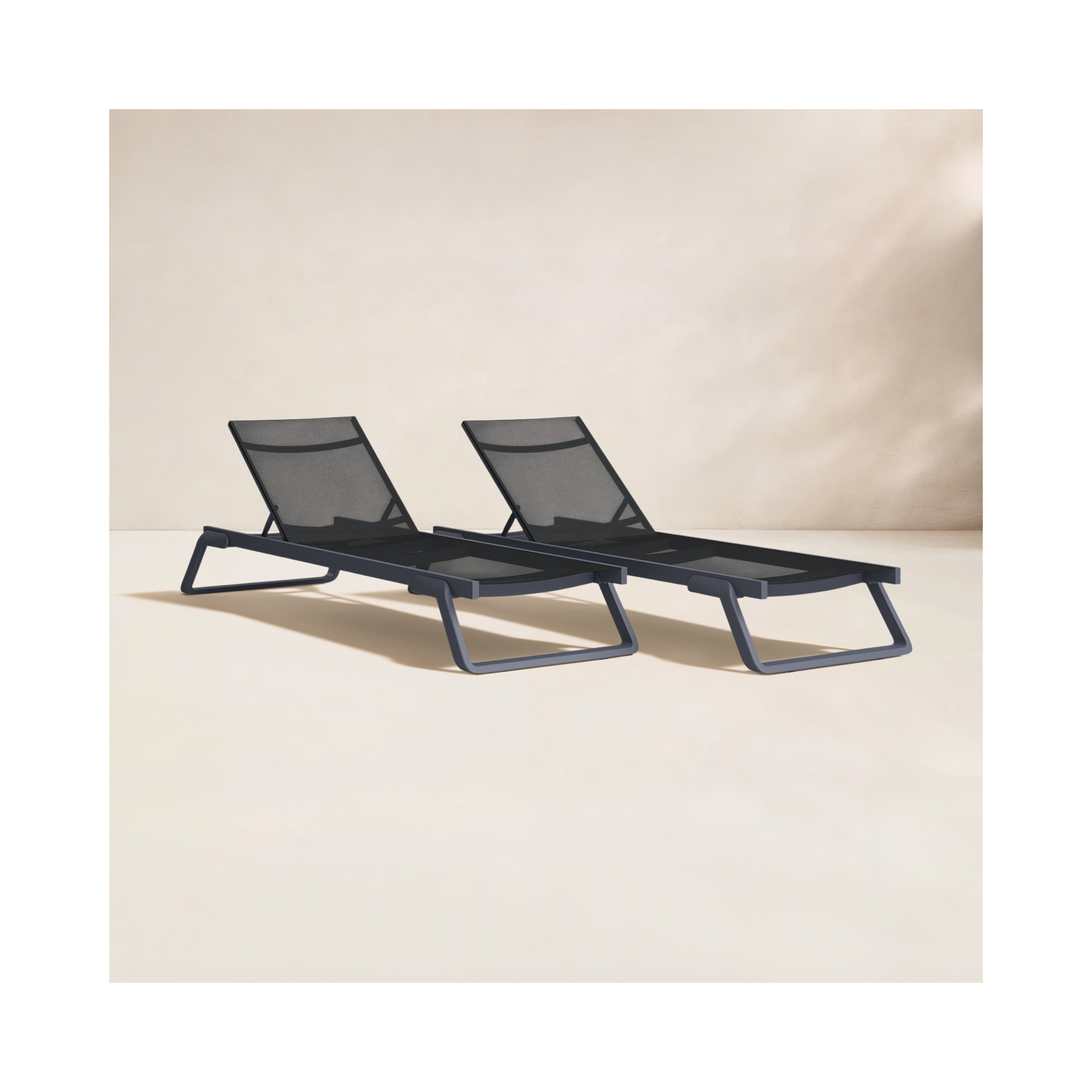 Holli 28.34'' Outdoor Chaise Lounge, Dark Gray/Black