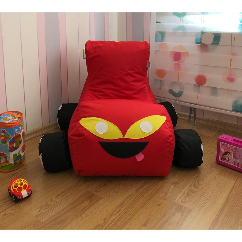 Fauteuil à billes rouge de qualité supérieure, assise de 35 po de hauteur x 27,6 po de largeur x 35,4 po de profondeur | Tissu 100% polyester imperméable, housse zippée amovible, rembourrée de mousse de styromousse recyclée | Parfait pour se détendre et jouer