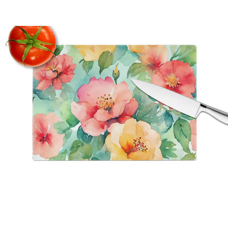 Planche à découper en verre aquarelle Georgia Cherokee Rose