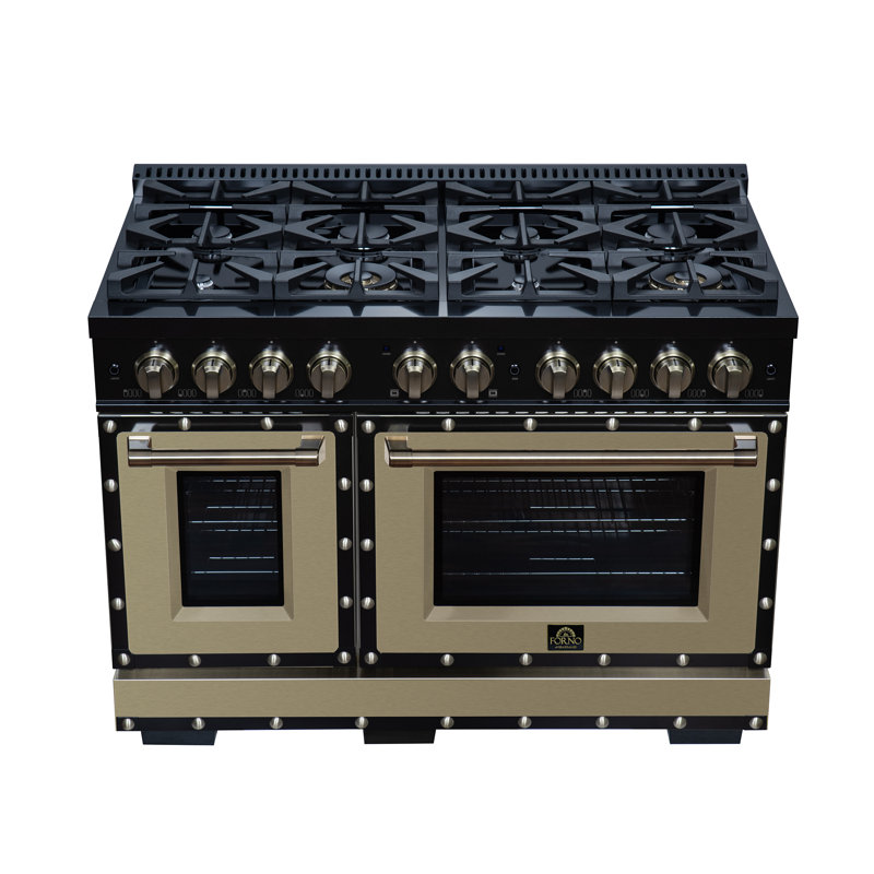 Valente 48" Dual Fuel range in Black, Black