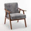 Chaise d'appoint avec revêtement en microfibre et structure en bois massif, mobilier de salon Mid-Century moderne classique pour sièges supplémentaires, gris-2114768385