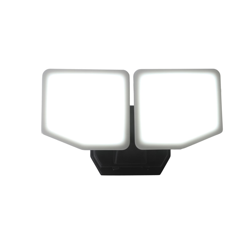 Lumière de sécurité à double tête à DEL 3000 lumens - Interrupteur à 3 ct - Bronze, Noir mat
