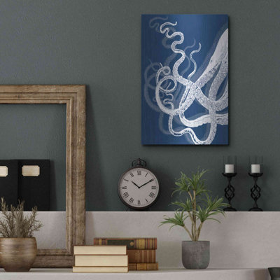 Octopus tentacules bleu et blanc par Fab Funky - impression sans cadre sur métal