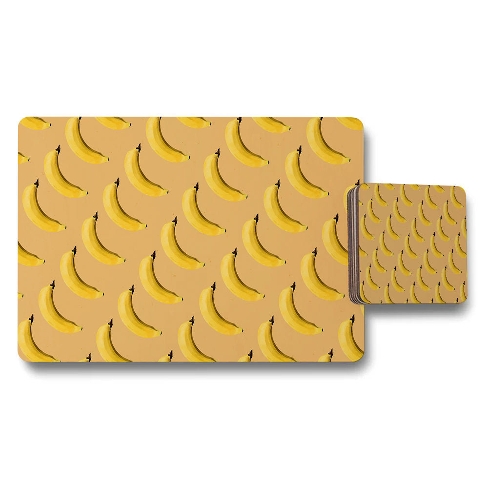 Banana Pattern Placemat and Coaster Set for Dining Table