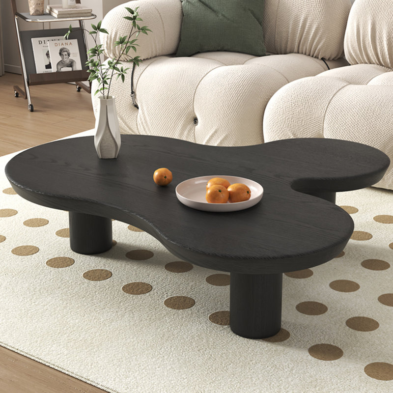Table à thé multifonctionnelle rétro en bois massif, H 15,75 po x L 55,12 po x l 50,39 po, Noir, noir, noir, noir