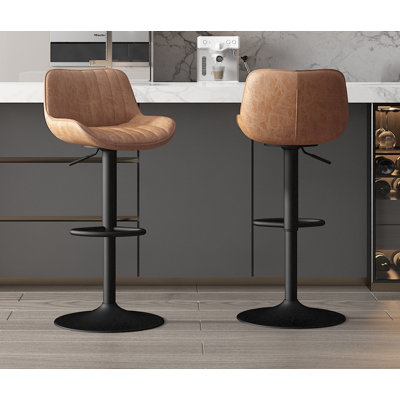 Bueche Swivel Upholstered Adjustable Height Counter Stool with Metal Frame