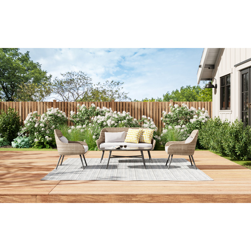 Tapis bleu sarcelle intérieur / extérieur Hewitt, Carré 7 pi 10 po