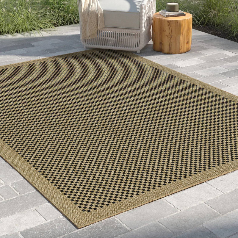 Tapis intérieur / extérieur, Rectangulaire 7 pi 10 po x 10 pi 3 po, Naturel/noir