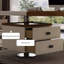 Bureau rectangulaire blanc en bois manufacturé blanc + brun noisette + acier inoxydable avec 2 tiroirs-118619174