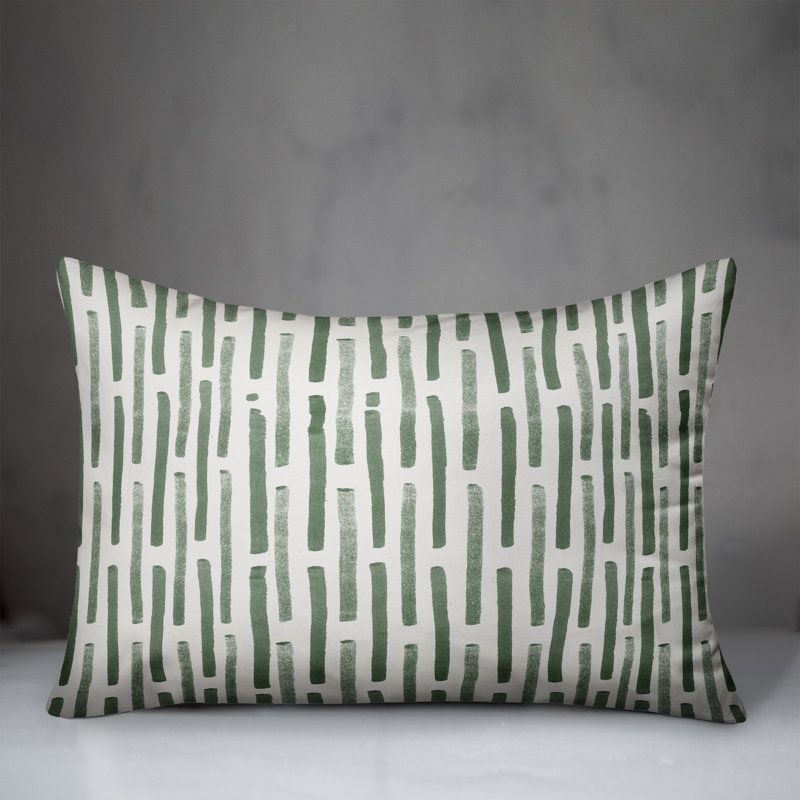  Coussin décoratif rayé intérieur / extérieur en polyester, H 14 po x l 20 po, Vert