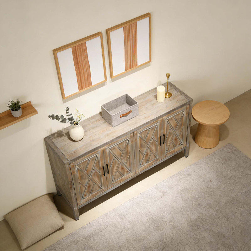Buffet 60 pouces avec 4 portes, Brun antique