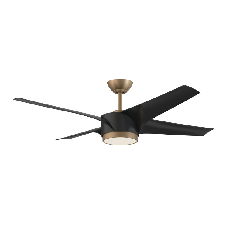 VELA 52'' Ceiling Fan with LED Lights, Matte Black/Olican Brass