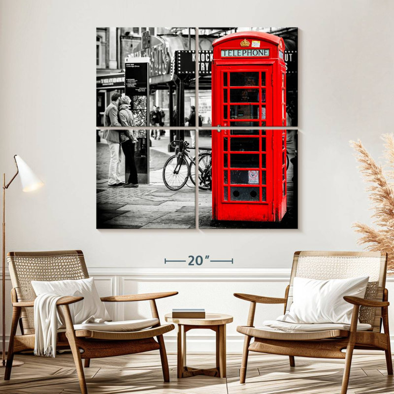 Cabine téléphonique rouge, H 57 po x l 57 po