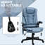 Fauteuil de bureau avec vibration et chauffage, siège en cuir PU bleu, massage par ordinateur et cou réglable, soutien lombaire