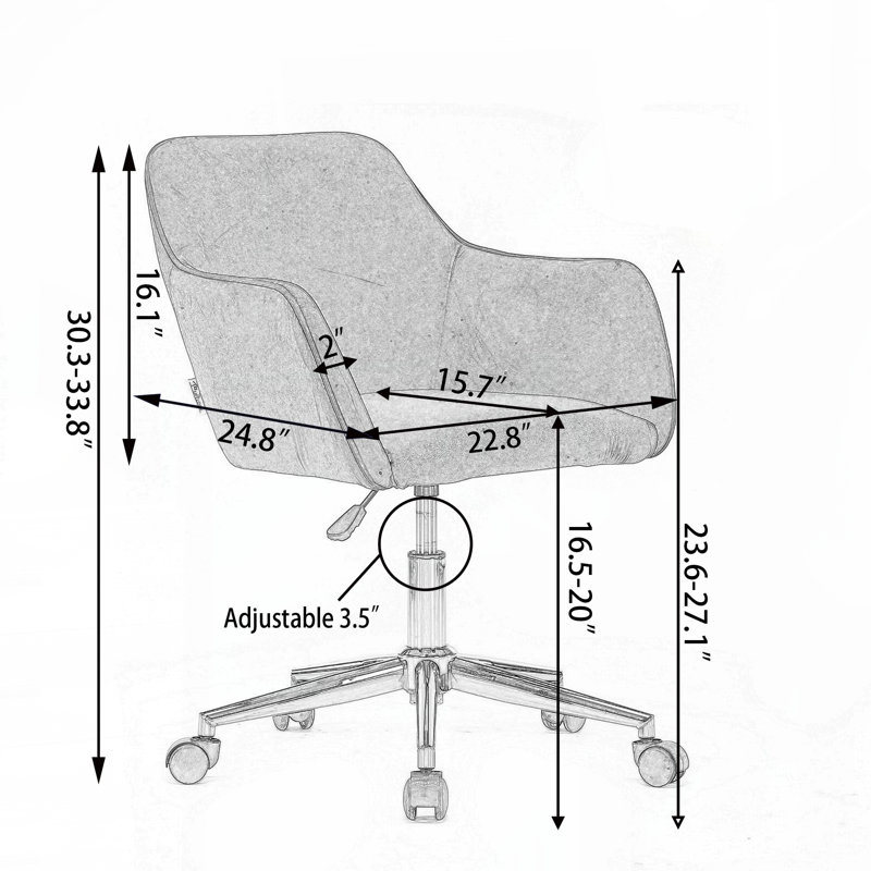 Teddy Fabric Material Adjustable Height 360 Revolving Home Office Chair With Gold Metal Legs And Universal Wheel For Indoor,Yellow