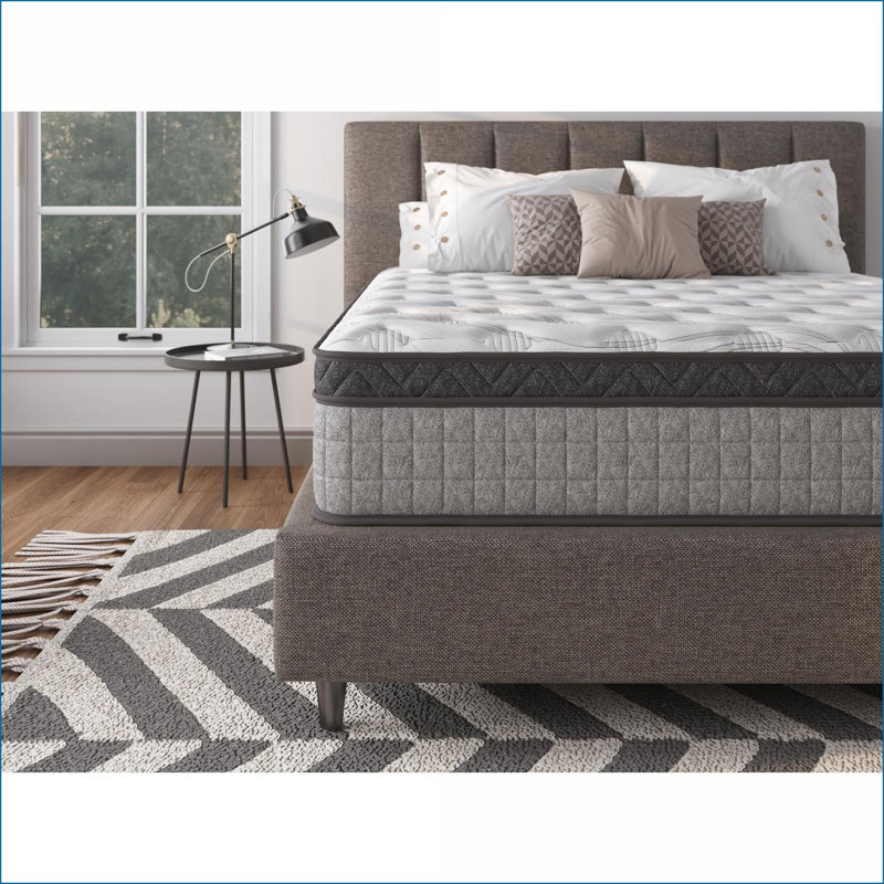 Mattresses - 12" King Cooling Gel Memory Foam Hybrid Mattress, Pressure Relief, Motion Isolation, Assembled in USA | Gray | Foam+Spring