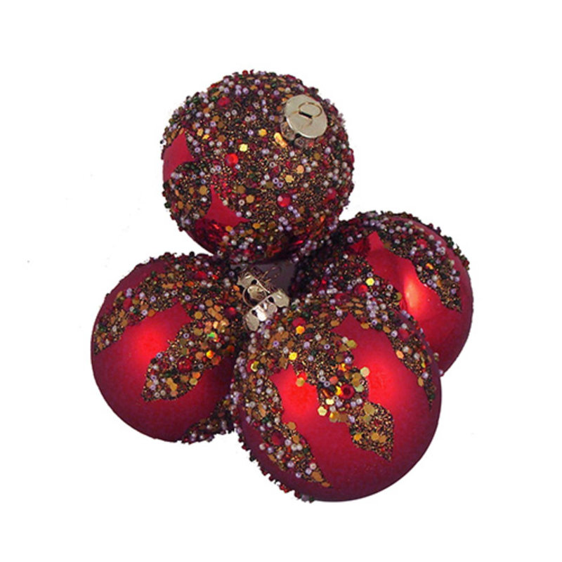 Ornement boule de Noël incassable à 2 finitions, Rouge