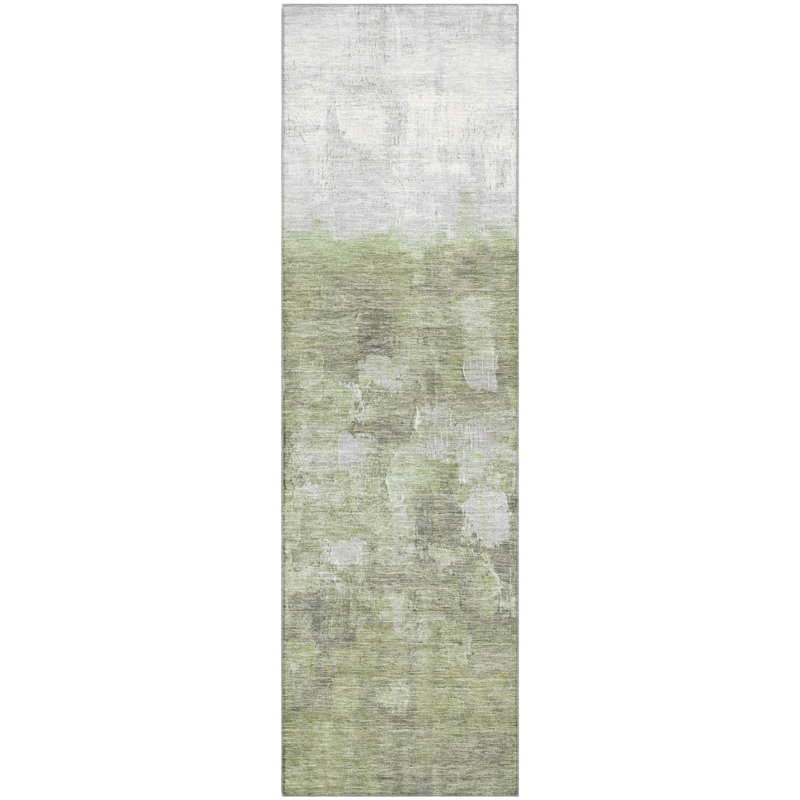 Premium Machine Washable Mayfield Abstract Rug, 2'3" x 7'6" Runner, Fern