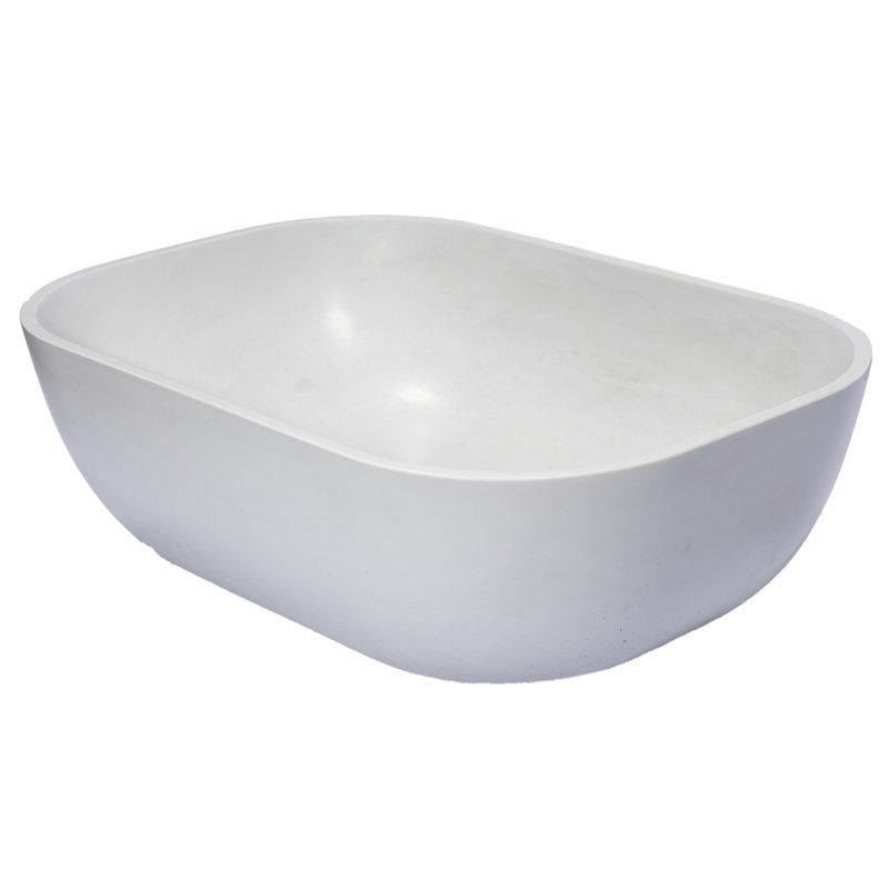 Concrete Rectangular Vessel Bathroom Sink, Light Earthen Gray