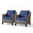 Wicker Outdoor Patio Chairs Set, 2-Person Seating Group With Cushions, All-Weather Rattan Armchair Set For Front, Balcony, Deck, Beige, Blue-660892717