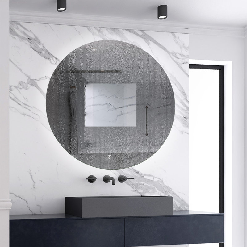 Round LED Bathroom Mirror with Light Adjustable Brightness,Anti-fog,Memory Function, 80 x 80cm