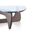 Table basse 50,9 "à plateau triangulaire en verre avec base en bois massif et verre épaissi - Table d'appoint de salon moderne-1314028722-1321176943