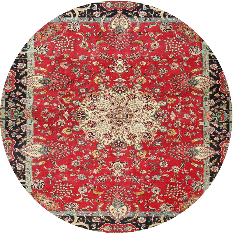 Tapis traditionnel 100% lavable à la machine 4296, Rond 4 pi