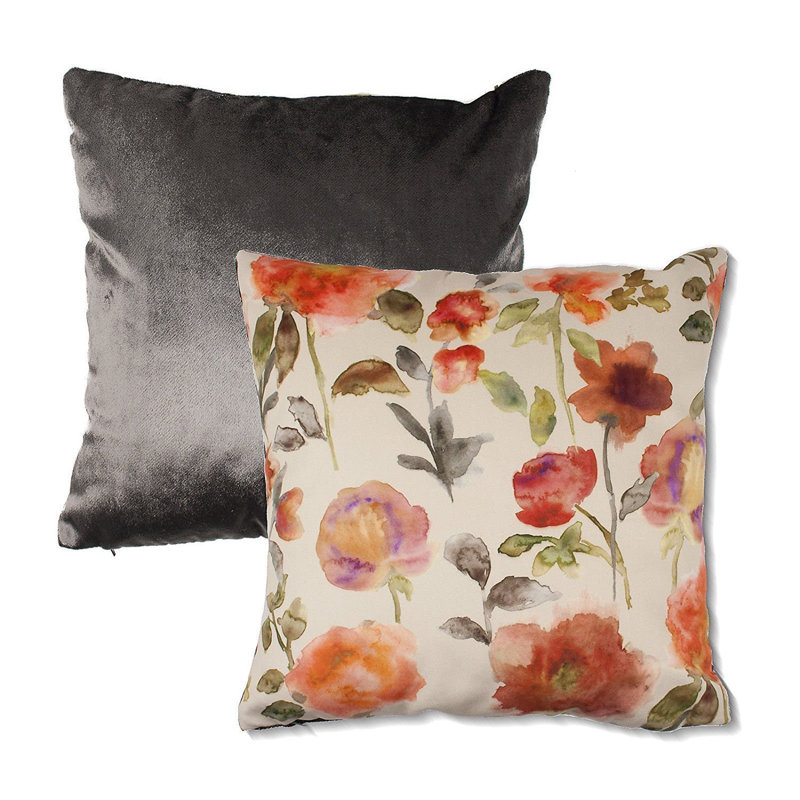 Cho Floral Square Cushion Cover, Orange