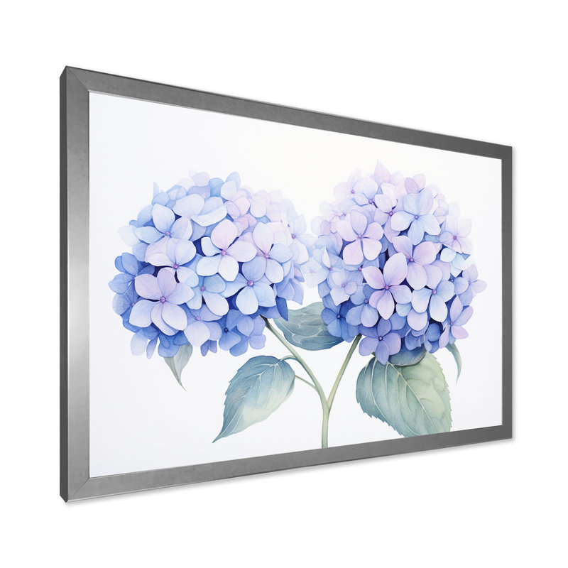 " Blue Hydrangea Farmhouse Still Life II ", Silver Single Picture Framed, 24" H x 32" W x 1" D