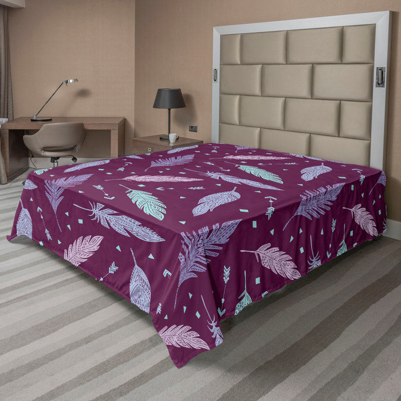 Floral Flat Sheet, Dark Magenta Rose Lilac