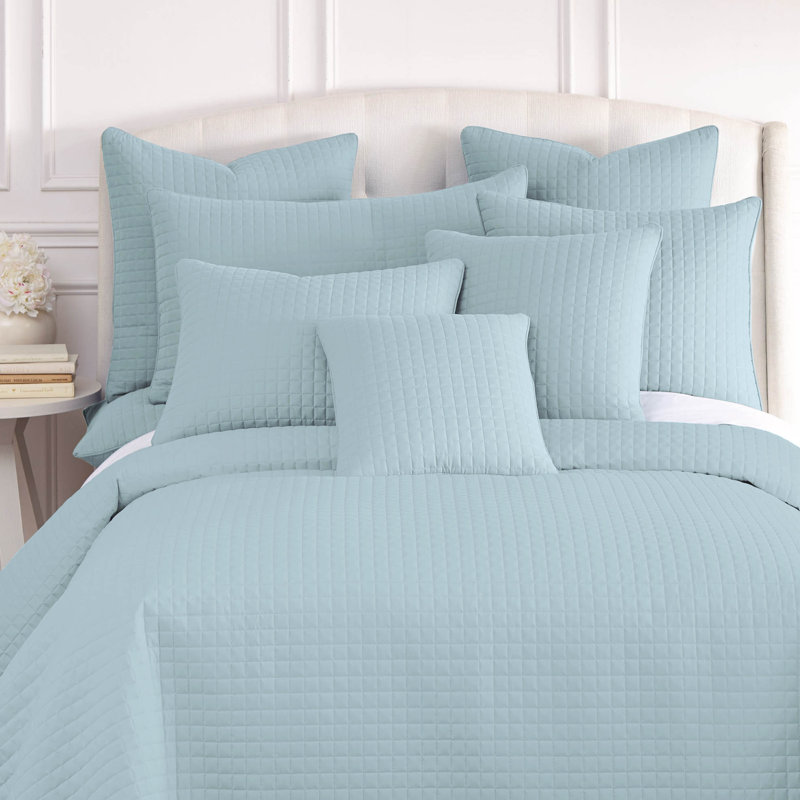 Southshore Fine Linens Vilano Quilted Sham Covers, Double-Brushed Microfiber Square-Stitched Pillow Shams with Piped Edges, Set of 2, 26" x 26" , Sky Blue