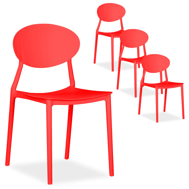 Eilonwy Stacking Patio Dining Side Chair, Red