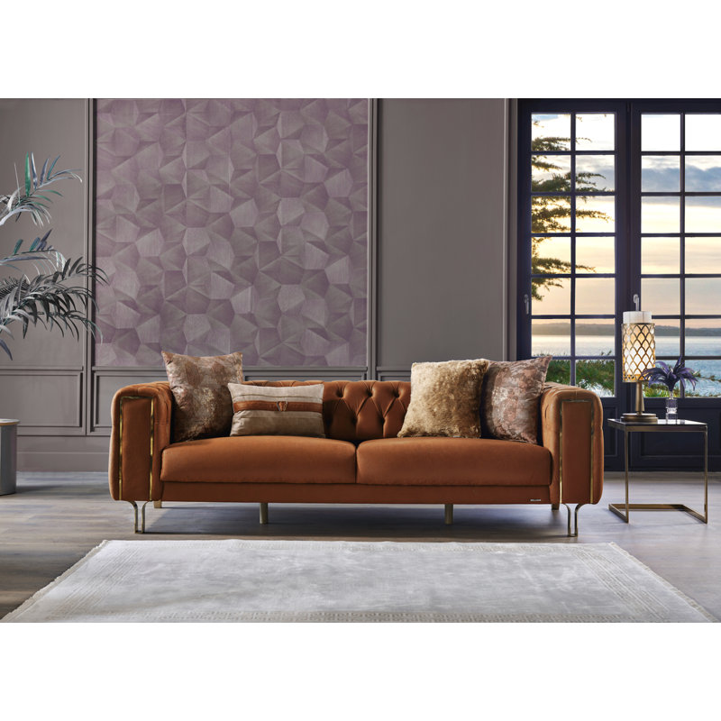 Kurtis 75'' Upholstered Convertible Sofa, Dark Brick  100% Polyester