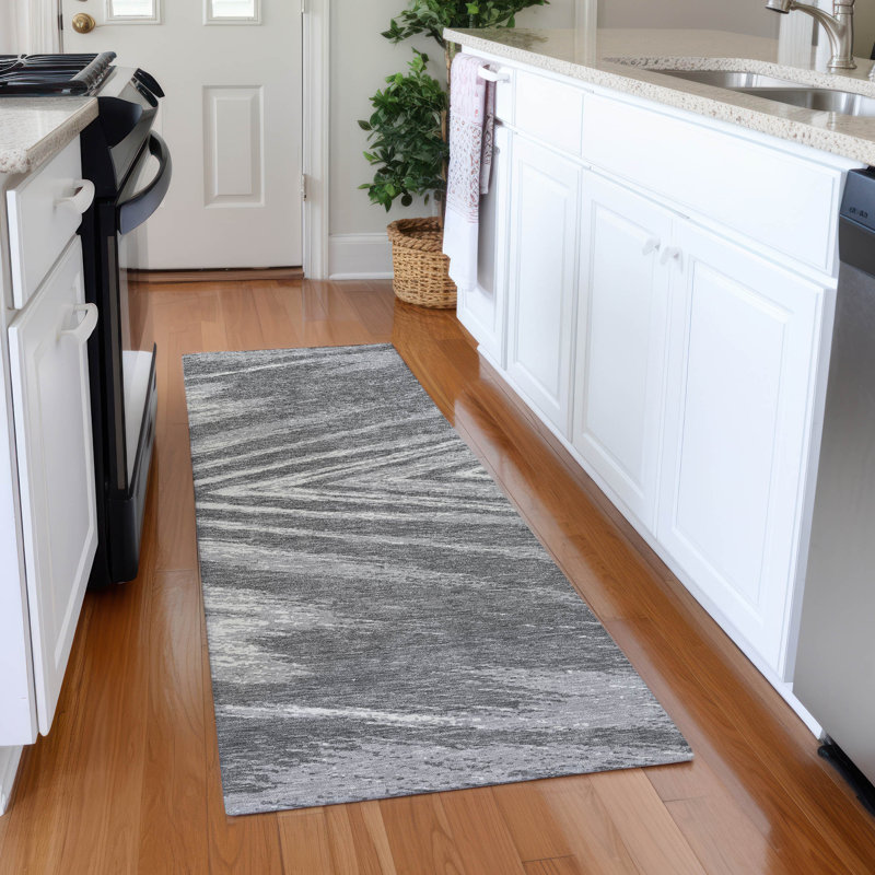 Premium Machine Washable Prisco Gray Rug, Runner 2'3" x 7'6"