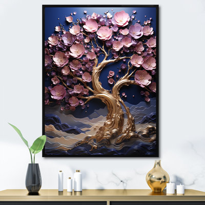 Orchidée dorée, jardin de branches III - art mural arbre