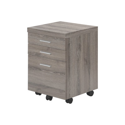 Office File Cabinet With Rolling Mobility, Storage, Taupe, Modern 3 Cabinet, Mobile, Taupe Laminate,